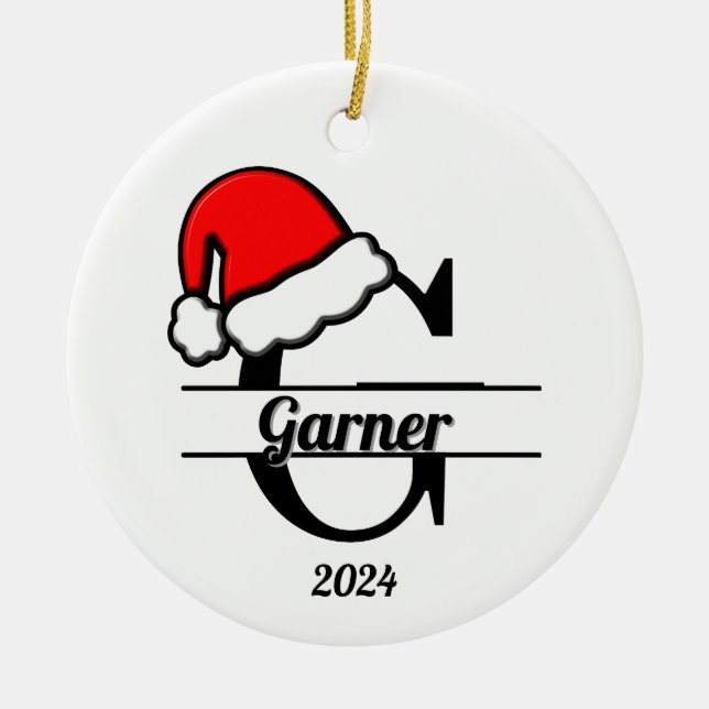 Ornamento De Cerâmica Monograma Familiar G | Lado Duplo (Frente)