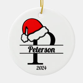 Ornamento De Cerâmica Monograma Familiar P | Lado Duplo