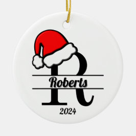 Ornamento De Cerâmica Monograma Familiar R | Lado Duplo