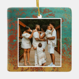 Ornamento De Cerâmica Monograma Inicial de Fotografia da Família Turquoi