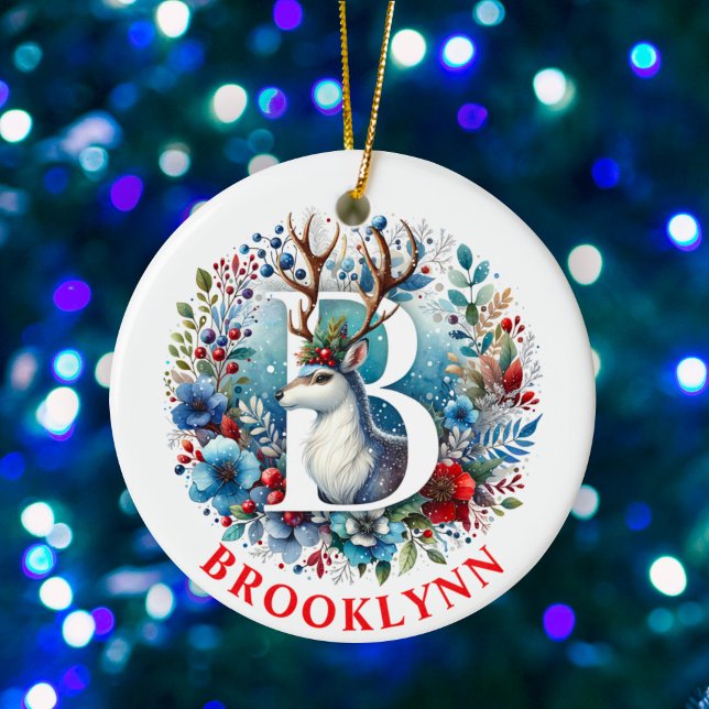 Ornamento De Cerâmica Monograma - Letra B - Nome Personalizado (Criador carregado)