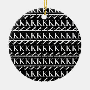 Ornamento De Cerâmica Monograma - Letra inicial K, Escolher cor de fundo