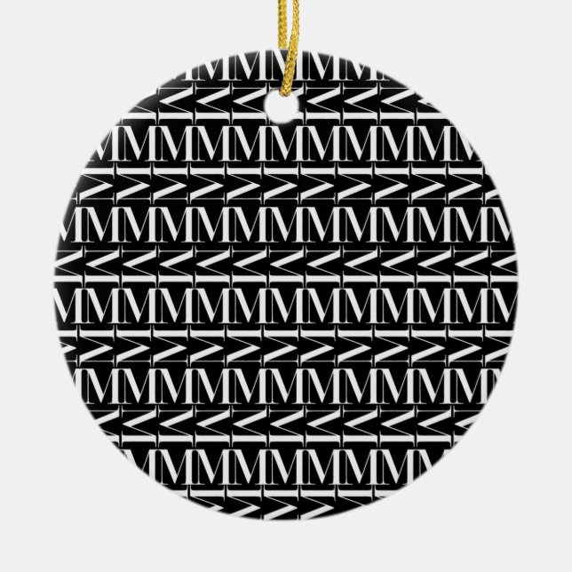 Ornamento De Cerâmica Monograma - Letra Inicial M (Frente)