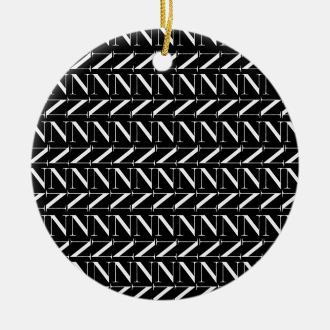 Ornamento De Cerâmica Monograma - Letra inicial N (Frente)