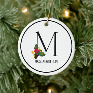 Ornamento De Cerâmica Monograma - Letra M Personalizada