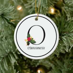 Ornamento De Cerâmica Monograma - Letra O Natal Personalizado