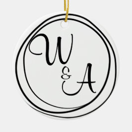 Ornamento De Cerâmica Monograma para casal Estilo Rústico Farmhouse