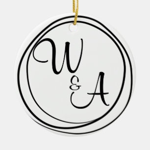Ornamento De Cerâmica Monograma para casal Estilo Rústico Farmhouse