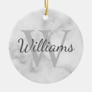Ornamento De Cerâmica Monograma personalizado e aparência de marcador d