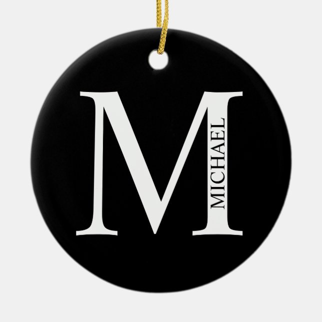 Ornamento De Cerâmica Monograma personalizado e denominação Cerâmica (Frente)