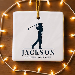 Ornamento De Cerâmica Monograma Personalizado Marinho Swing Golf Azul Br