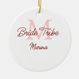 Ornamento De Cerâmica Monograma tribo da noiva vermelho simples churrasc