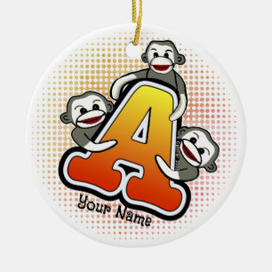Ornamento De Cerâmica Monograma Um Macaco Metido