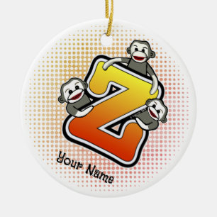 Ornamento De Cerâmica Monograma Z Sock Macaco