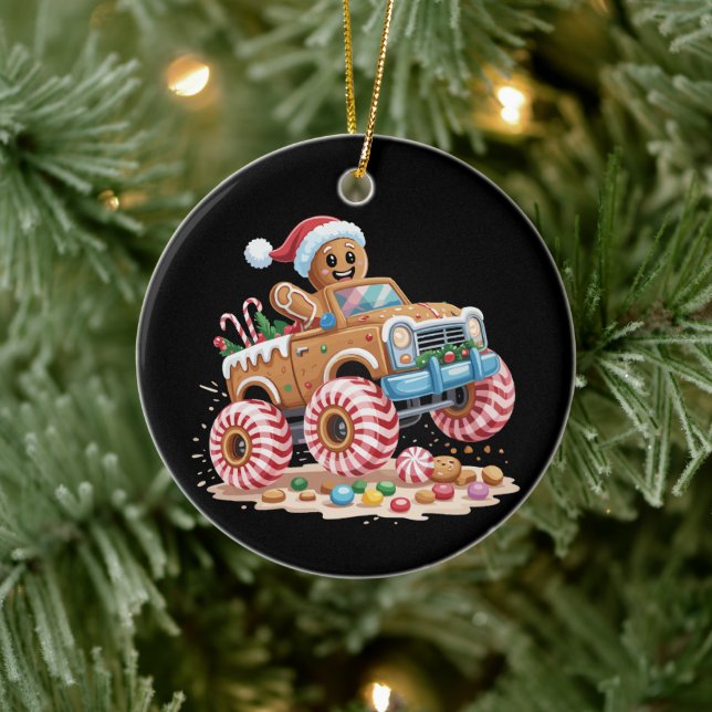 Ornamento De Cerâmica Monster Truck Gingercake Man Christmas (Árvore)