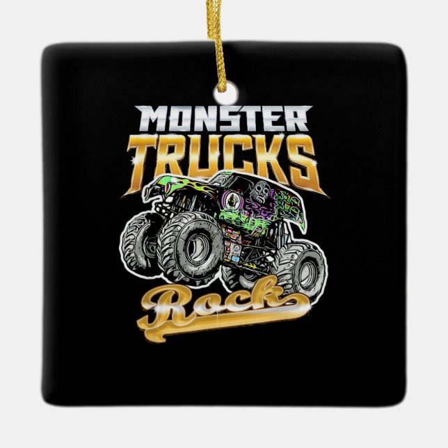 Ornamento De Cerâmica Monster Truck Rock (Frente)