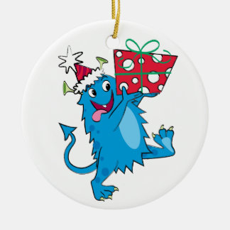 Ornamento De Cerâmica Monstro com presente do Natal
