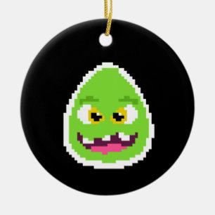 Ornamento De Cerâmica Monstro de ovo pixelado fofo