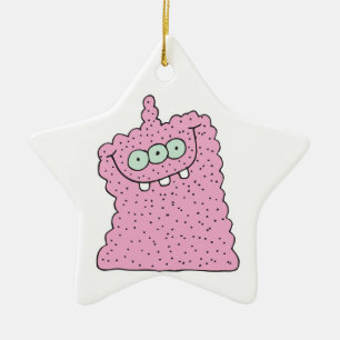 Ornamento De Cerâmica monstro engraçado rosa de três olhos
