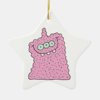 Ornamento De Cerâmica monstro rosa engraçado de três olhos