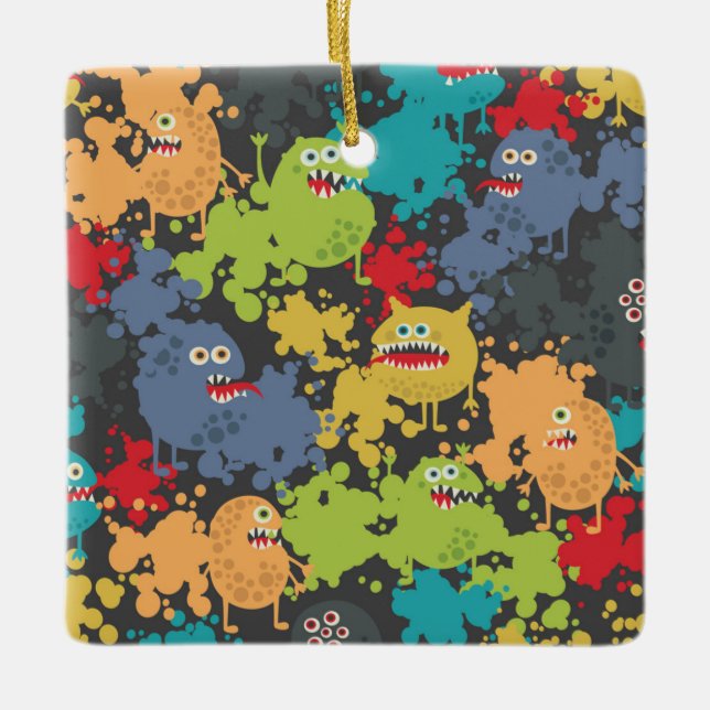 Ornamento De Cerâmica Monstros engraçados fofos (Frente)