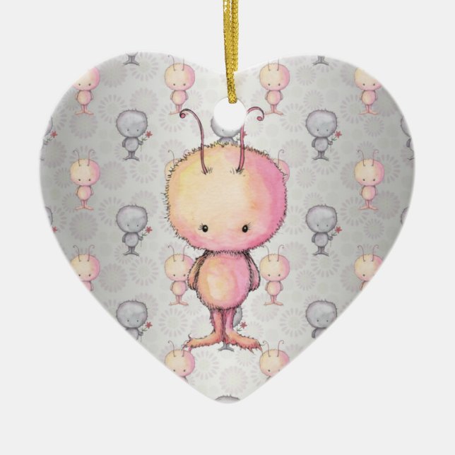 Ornamento De Cerâmica Monstros Fluffy Bonitos (Frente)