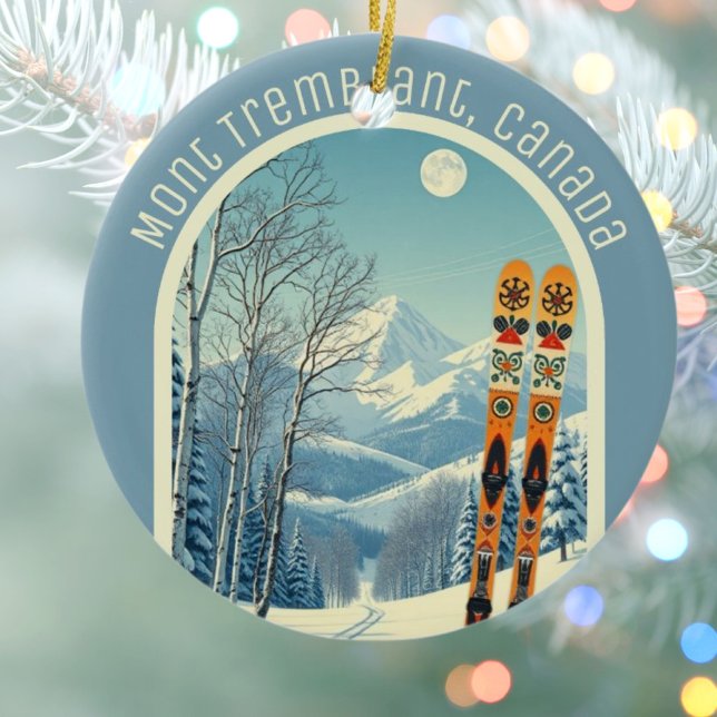 Ornamento De Cerâmica Mont Tremblant Quebec Canada ski souvenir  (Criador carregado)