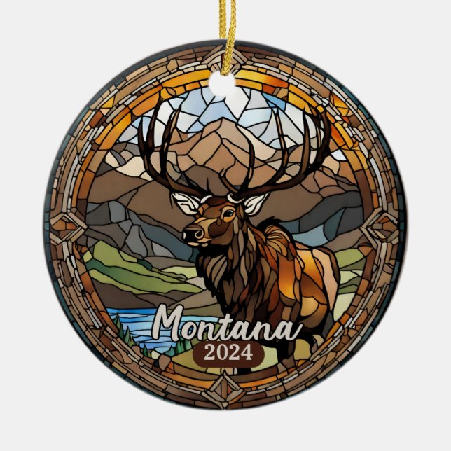 Ornamento De Cerâmica Montana Elk Mountain (Frente)