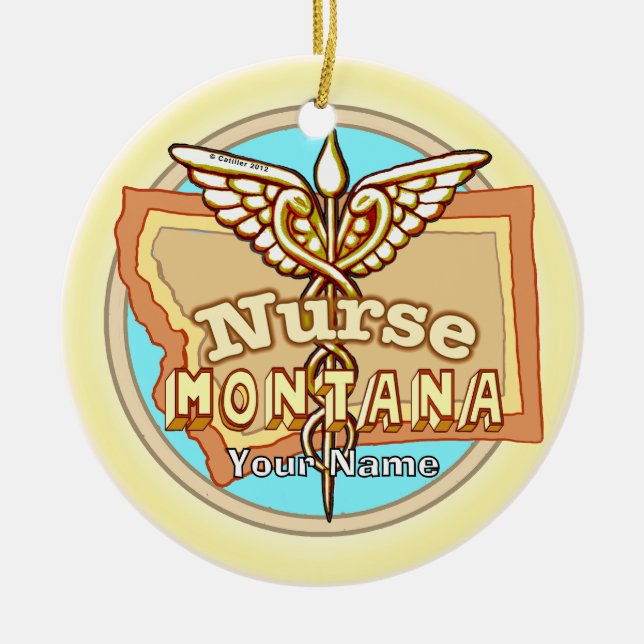 Ornamento De Cerâmica Montana Nurse Caduceus  (Frente)
