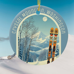 Ornamento De Cerâmica Montanha de Cristal Washington souvenir de esqui