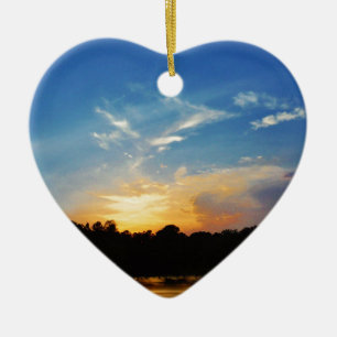 Ornamento De Cerâmica Montanha lago Sunset