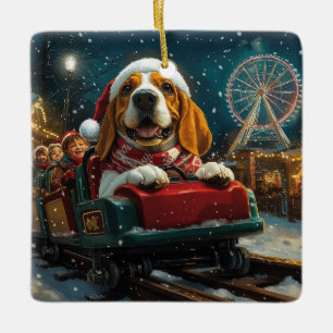 Ornamento De Cerâmica Montanha-Russa de Cachorro Basset Hound Natal