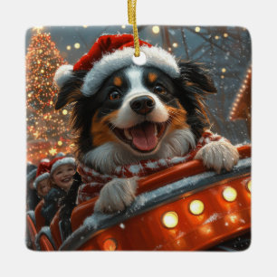 Ornamento De Cerâmica Montanha-russa de Cachorro Border Collie Natal