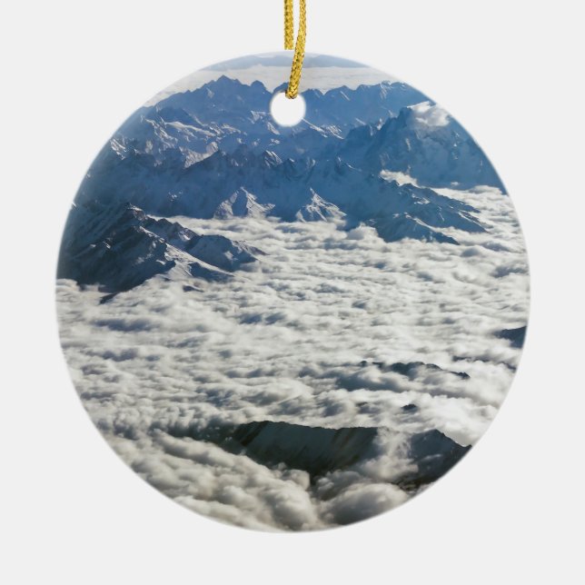 Ornamento De Cerâmica montanhas do Himalaia sob nuvens - Tibete (Frente)
