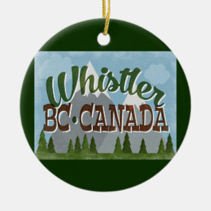 Ornamento De Cerâmica Montanhas nevado retros do divertimento de Canadá