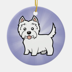 Ornamento De Cerâmica Montanhas ocidentais Terrier branco dos desenhos