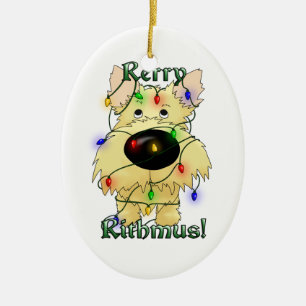 Ornamento De Cerâmica Monte de pedras Terrier - luzes de Natal