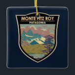 Ornamento De Cerâmica Monte Fitz Roy Patagonia Viagem Art Vintage<br><div class="desc">Monte Fitz Roy num estilo de arte vetorial. Monte Fitz Roy é uma montanha na Patagônia,  na fronteira entre a Argentina e o Chile.</div>