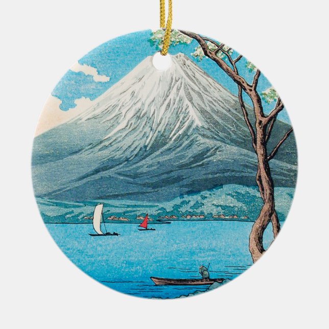 Ornamento De Cerâmica Monte Fuji do lago Yamanaka por Hiroaki Takahashi (Frente)