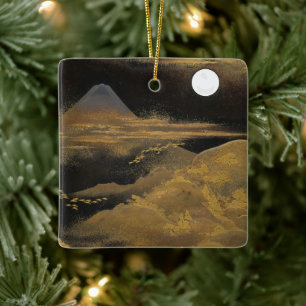 Ornamento De Cerâmica Monte Fuji na Lua - Brilhante: