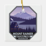 Ornamento De Cerâmica Monte Rainier National Park Washington Cabin Retro<br><div class="desc">Monte Rainier vetor trabalho de arte design. O parque é cercado por vales,  cachoeiras e prados subalpinos.</div>