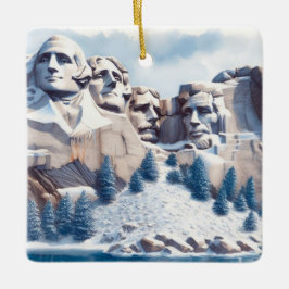 Ornamento De Cerâmica Monte Rushmore Snow Natal
