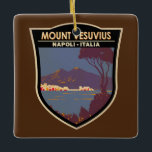 Ornamento De Cerâmica Monte Vesúvio Golfo de Nápoles Crachá Vintage<br><div class="desc">Nápoles e Monte Vesúvio num estilo de arte vetorial. O Monte Vesúvio é um vulcão somma-estratovolcano localizado no Golfo de Nápoles,  na Campânia,  Itália.</div>