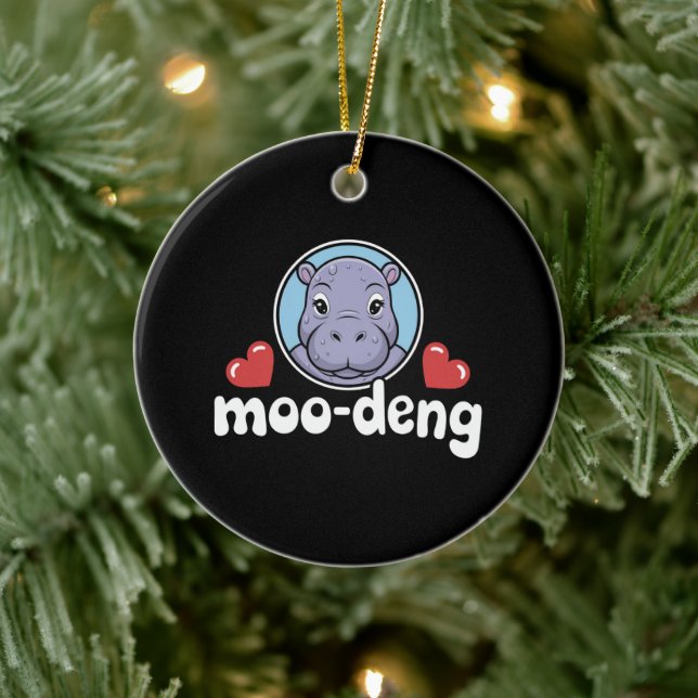 Ornamento De Cerâmica Moo Deng Bouncy Pig em Tailandês Picture Baby Hipp (Árvore)