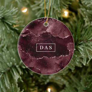 Ornamento De Cerâmica Moody Agate   Bordéus Vinho Sangria Merlot Persona