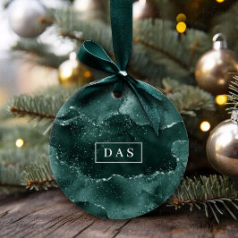 Ornamento De Cerâmica Moody Agate | Monograma verde-malaquita rico em te