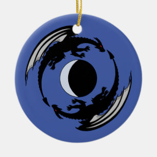 Ornamento De Cerâmica Moon Dragon Fantasy Design Cerâmica Ornament