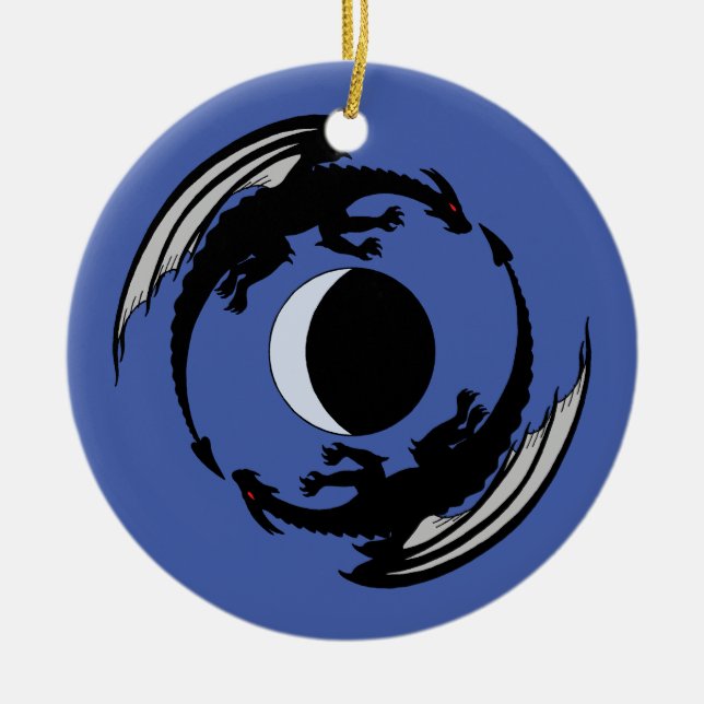 Ornamento De Cerâmica Moon Dragon Fantasy Design Cerâmica Ornament (Frente)