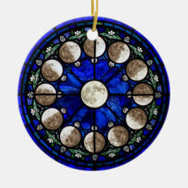 Ornamento De Cerâmica Moon Phases Stained Glass Circle