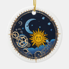 Ornamento De Cerâmica Moon Steampunk e Ornament Sun